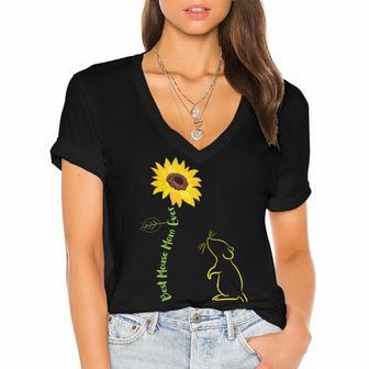 Best Mouse Mom Ever Sunflower Mouse Mama Mouse Mouse Gift For Womens Gift For Women Women's Jersey Short Sleeve Deep V-Neck Tshirt | Mazezy