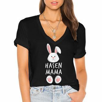 Rabbit Mum Family Partner Look Easter Bunny Gift Easter Gift For Womens Gift For Women Women's Jersey Short Sleeve Deep V-Neck Tshirt | Mazezy