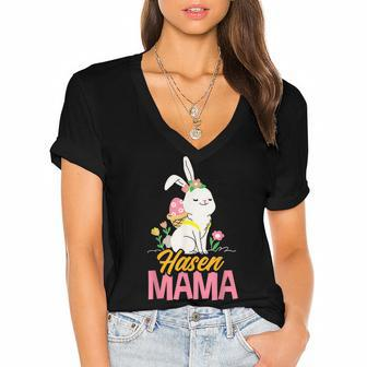 Rabbit Pet Rabbit Mum Gift For Women Women's Jersey Short Sleeve Deep V-Neck Tshirt | Mazezy