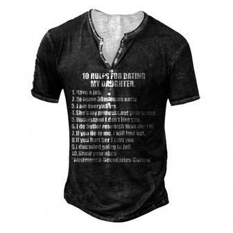 10 Rules Dating My Daughter Overprotective Dad Protective For Women Men's Henley T-Shirt | Mazezy