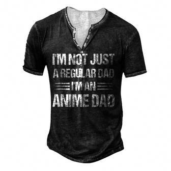 Anime Fathers Birthday Im An Anime Dad Fathers Day Anime For Women Men's Henley T-Shirt | Mazezy