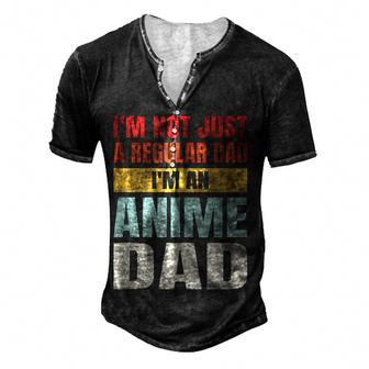 Anime Fathers Birthday Im An Anime Dad Retro Vintage For Women Men's Henley T-Shirt | Mazezy CA