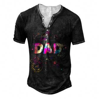 Dad Outer Space Daddy Planet Birthday Fathers Day For Women Men's Henley T-Shirt | Mazezy