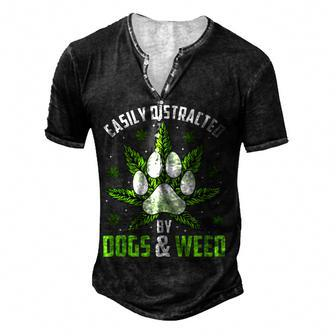 Dogs And Weed Dad Mom Dog Lover Cannabis Marijuana For Women Men's Henley T-Shirt | Mazezy