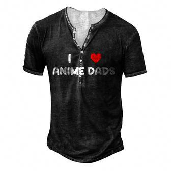 I Heart Anime Dads Love Red Simple Weeb Weeaboo Gay For Women Men's Henley T-Shirt | Mazezy