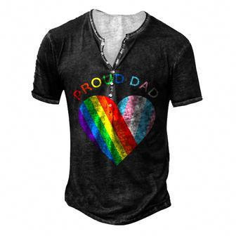 Lgbtq Transgender Proud Dad Proud Trans Dad Fathers Day 2023 For Women Men's Henley T-Shirt | Mazezy
