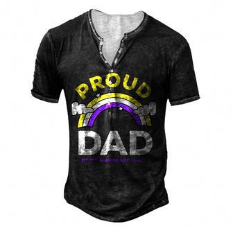 Nonbinary Pride Subtle Proud Non Binary Dad Lgbt Enby Flag For Women Men's Henley T-Shirt | Mazezy