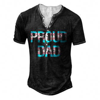 Proud Trans Dad Transgender Pride Flag Lgbt Father For Women Men's Henley T-Shirt | Mazezy