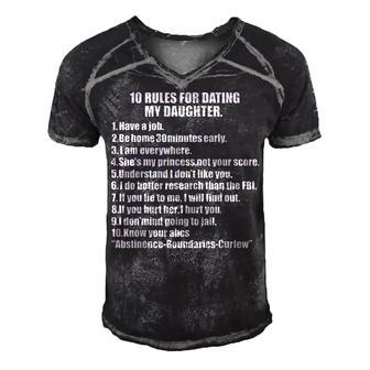 10 Rules Dating My Daughter Overprotective Dad Protective Gift For Women Men's Short Sleeve V-neck 3D Print Retro Tshirt | Mazezy