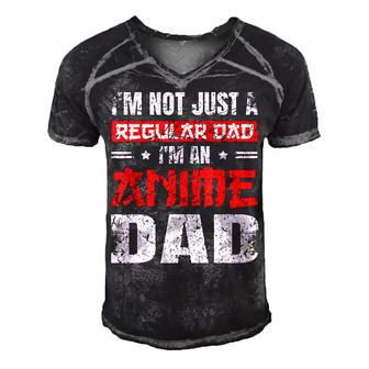 Anime Dad Fathers Day Im Not A Regular Dad Im An Anime Dad  Gift For Women Men's Short Sleeve V-neck 3D Print Retro Tshirt