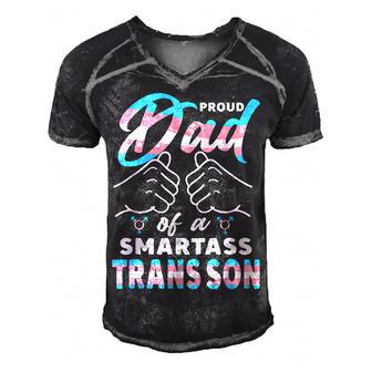 Awesome Proud Trans Dad Pride Lgbt Awareness Fathers Day Gift For Mens Gift For Women Men's Short Sleeve V-neck 3D Print Retro Tshirt | Mazezy
