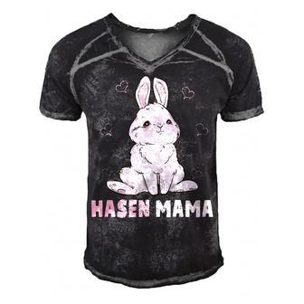Cute Bunny Easter Rabbit Mum Rabbit Mum Gift For Women Men's Short Sleeve V-neck 3D Print Retro Tshirt | Mazezy
