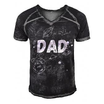 Dad Outer Space Daddy Planet Birthday Fathers Day Gift For Womens Gift For Women Men's Short Sleeve V-neck 3D Print Retro Tshirt | Mazezy