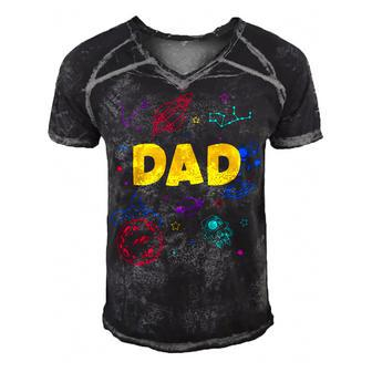 Dad Outer Space Daddy Planet Birthday Fathers  Gift For Women Men's Short Sleeve V-neck 3D Print Retro Tshirt
