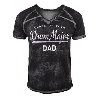 Drum Major Dad Class 2024 Marching Band Family Gift For Mens Gift For Women Men's Short Sleeve V-neck 3D Print Retro Tshirt | Mazezy