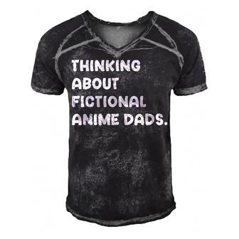 Fictional Anime Dads Funny Weeb Girl Fanfic Fanfiction Lover  Gift For Women Men's Short Sleeve V-neck 3D Print Retro Tshirt