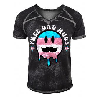Free Dad Hugs Smile Face Trans Daddy Lgbt Fathers Day  Gift For Women Men's Short Sleeve V-neck 3D Print Retro Tshirt