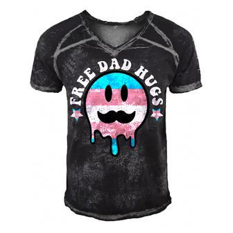 Free Dad Hugs Smile Face Trans Daddy Lgbt Fathers Day Gift For Womens Gift For Women Men's Short Sleeve V-neck 3D Print Retro Tshirt | Mazezy
