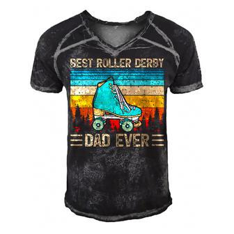 Funny Vintage Retro Best Roller Derby Dad Ever Fathers Day  Gift For Womens Gift For Women Men's Short Sleeve V-neck 3D Print Retro Tshirt