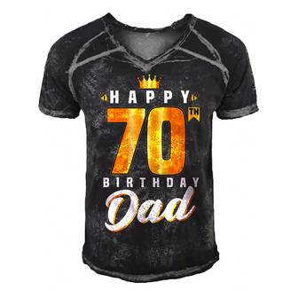 Happy 70Th Birthday Dad Birthday 70 Years Old Dad Gift For Womens Gift For Women Men's Short Sleeve V-neck 3D Print Retro Tshirt | Mazezy