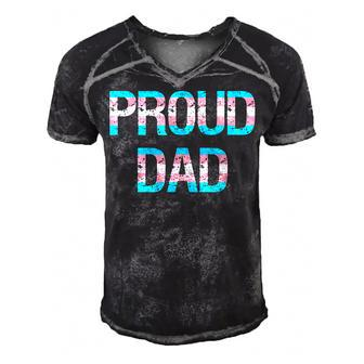 Proud Trans Dad Transgender Pride Flag Lgbt Father Gift For Women Men's Short Sleeve V-neck 3D Print Retro Tshirt | Mazezy