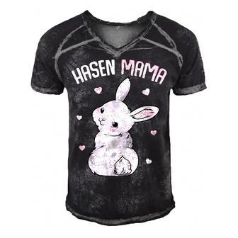 Rabbit Mum With Rabbit Easter Bunny Gift For Women Men's Short Sleeve V-neck 3D Print Retro Tshirt | Mazezy