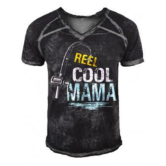 Reel Cool Mama Fishing Fisherman Funny Retro  Gift For Women Men's Short Sleeve V-neck 3D Print Retro Tshirt