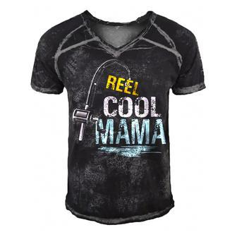 Reel Cool Mama Fishing Fisherman Funny Retro  Gift For Womens Gift For Women Men's Short Sleeve V-neck 3D Print Retro Tshirt