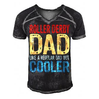 Roller Derby Dad  Like A Regular Dad But Cooler  Gift For Mens Gift For Women Men's Short Sleeve V-neck 3D Print Retro Tshirt