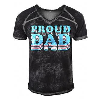Transgender Pride Father Proud Trans Dad Gift For Mens Gift For Women Men's Short Sleeve V-neck 3D Print Retro Tshirt | Mazezy