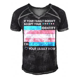 Transgender Support Funny Trans Dad Mom Lgbt Ally Pride Flag Gift For Womens Gift For Women Men's Short Sleeve V-neck 3D Print Retro Tshirt | Mazezy