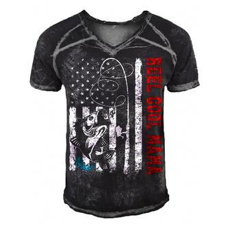 Usa Flag Reel Cool Mama Fishing Fisher Fisherman  Gift For Women Men's Short Sleeve V-neck 3D Print Retro Tshirt