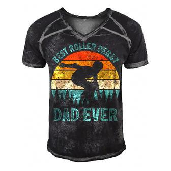 Vintage Retro Best Roller Derby Dad Ever Fathers Day  Gift For Mens Gift For Women Men's Short Sleeve V-neck 3D Print Retro Tshirt