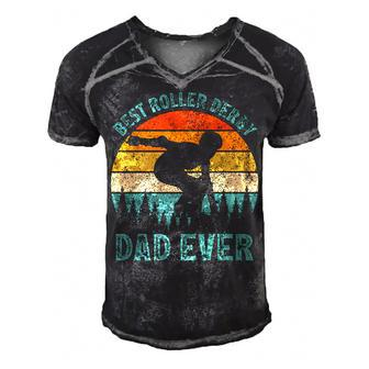Vintage Retro Best Roller Derby Dad Ever Fathers Day   Gift For Mens Gift For Women Men's Short Sleeve V-neck 3D Print Retro Tshirt