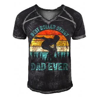 Vintage Retro Best Roller Derby Dad Ever Fathers Day  Gift For Womens Gift For Women Men's Short Sleeve V-neck 3D Print Retro Tshirt