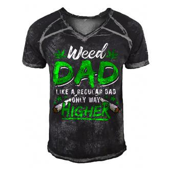 Weed Dad Marijuana Funny 420 Cannabis Thc For Fathers Day Gift For Women Men's Short Sleeve V-neck 3D Print Retro Tshirt | Mazezy