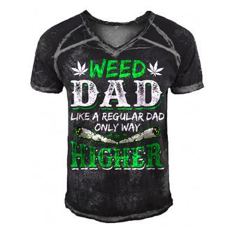 Weed Dad Marijuana Funny 420 Cannabis Thc Pumpkin Themed Gift For Women Men's Short Sleeve V-neck 3D Print Retro Tshirt | Mazezy