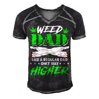 Weed Dad Marijuana Funny Fathers Day For Daddy Gift For Women Men's Short Sleeve V-neck 3D Print Retro Tshirt | Mazezy