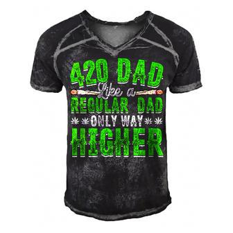 Weed Dad Pot Fathers Day Cannabis Marijuana Papa Daddy Gift For Womens Gift For Women Men's Short Sleeve V-neck 3D Print Retro Tshirt | Mazezy