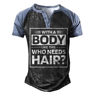Bald Dad Bald Jokes Men's Henley Raglan T-Shirt | Mazezy UK