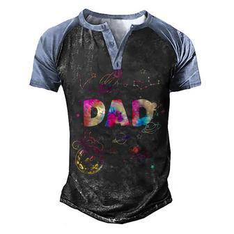 Dad Outer Space Daddy Planet Birthday Fathers Day Men's Henley Raglan T-Shirt | Mazezy UK