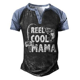 Family Lover Reel Cool Mama Fishing Fisher Fisherman Men's Henley Raglan T-Shirt | Mazezy