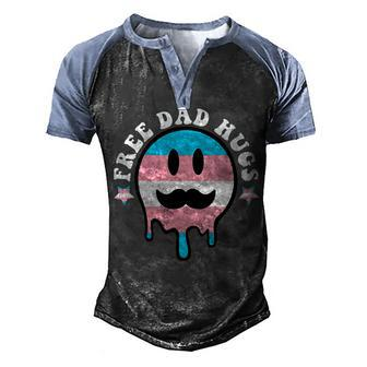 Free Dad Hugs Smile Face Trans Daddy Lgbt Fathers Day Men's Henley Raglan T-Shirt | Mazezy