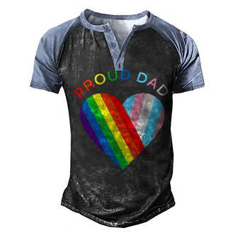 Lgbtq Transgender Proud Dad Proud Trans Dad Fathers Day 2023 Men's Henley Raglan T-Shirt | Mazezy