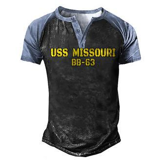 Missouri Veterans Day Memorial Day Father Grandpa Dad Son Men's Henley Raglan T-Shirt | Mazezy