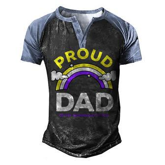 Nonbinary Pride Subtle Proud Non Binary Dad Lgbt Enby Flag Men's Henley Raglan T-Shirt | Mazezy