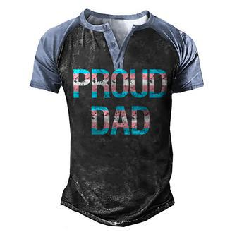 Proud Trans Dad Transgender Pride Flag Lgbt Father Men's Henley Raglan T-Shirt | Mazezy