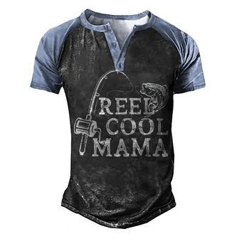 Retro Reel Cool Mama Fishing Fisher Men's Henley Raglan T-Shirt | Mazezy