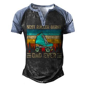 Vintage Retro Best Roller Derby Dad Ever Fathers Day Men's Henley Raglan T-Shirt | Mazezy