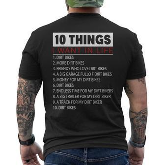 10 Things I Want In Life Dirt Bikes More Dirt Bikes Mens Back Print T-shirt - Thegiftio UK